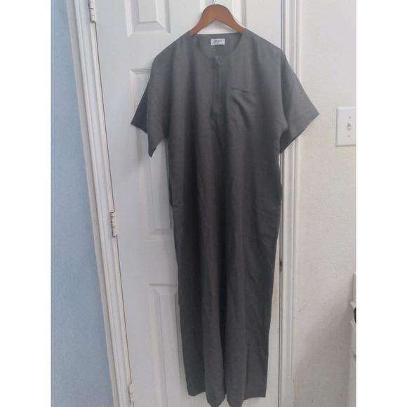 Gray Thobe‎ Islamic Muslim Men's Short Sleeve Abaya Maxi Dress - Picture 5 of 5